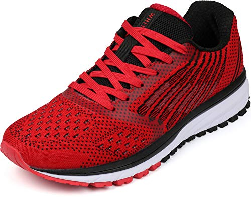 WHITIN Laufschuhe Damen Herren Sportschuhe Straßenlaufschuhe Hallenschuhe Schnür Sneakers Gymnastikschuhe Joggingschuhe Jungen Turnschuhe Fitnessschuhe Rot Größe 36