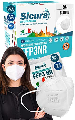 Eurocali 50 Mascherine FFP3 Certificate CE italia Made in Italy BFE ≥99% | PFE ≥99% Mascherina ffp3 SANIFICATA e sigillata singolarmente. Produzione 100% italiane