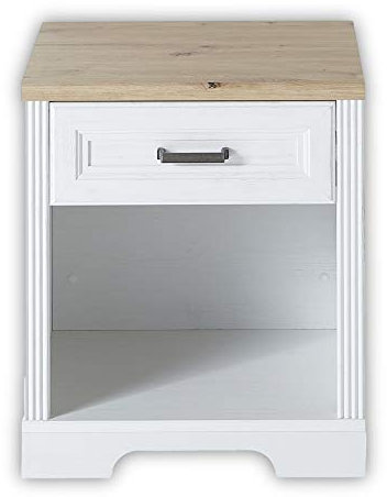 Stella Trading JASMIN Rollcontainer Schreibtisch in Pinie hell, Artisan Eiche Optik - Mobiler Büroschrank mit Fach und Schublade - Landhausstil Büromöbel Komplettset - 54 x 62 x 39 cm (B/H/T)