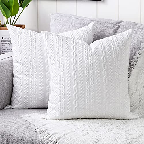 Yaertun 2er Set Superweichen Kissenbezüge Dekokissen Kissenbezug Sofakissen Dekorativ Couchkissen Kissenhülle Bezug Weich für Wohnzimmer Schlafzimmer 20x20 Inch, 50x50 cm Weiß