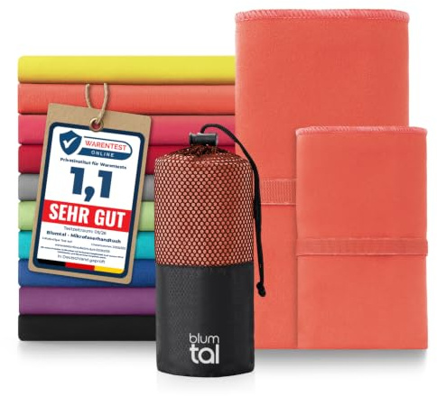 Blumtal Mikrofaser Handtuch leicht & extra saugstark - schnelltrocknende Microfaser Handtücher - optimal als Fitness Handtuch/Strandtuch Mikrofaser/Gym Towel - Reisehandtuch kompakt - Coral - Rot