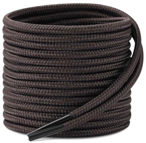 Stepace 2 Pares Cordones Redondos Botas 3.5 mm Cordones de Zapatos para Duraderos de Montaña Resistente Cordones Senderismo Longitud 30-63 Marrón Oscuro 114