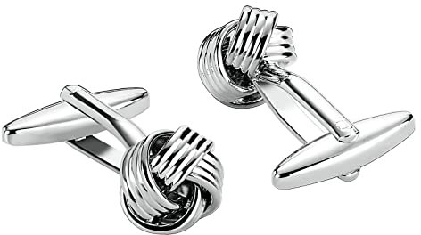 Homxi Manschettenknöpfe Herren Hochzeit Set,Knoten Manschettenknöpfe Personalisiert Edelstahl Manschettenknöpfe Herren Set Silber