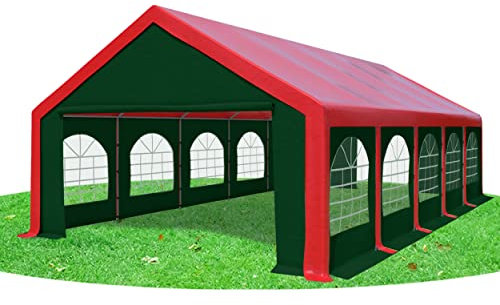 Stabilezelte Partyzelt 5x10m Modular Professional PVC 500 g/m² mit Fenster ROT GRÜN