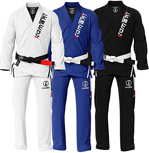 KOMBAT USA Thunder Comp Pro | Leichtes Wettkampfbereit | Perlengewebe | Brazillian Jui Jitsu | Mix Martial Arts, Schwarz, A2L