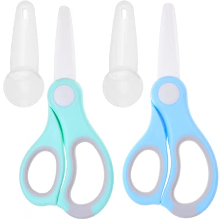 Ceramic Baby Food Scissors - Portable Shears - Healthy Food Cutter with Dust Cover and Storage Case - Cuts Meat, Chicken, Vegetables, Fruits (2-Pack)