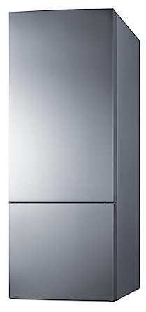 Summit Appliance FFBF279SSXIMLHD 28 Wide Bottom Freezer Refrigerator; 14.6 cu.ft Capacity; Factory-installed Icemaker; Frost-free Operation; Stainless Steel Doors; LHD Door Swing