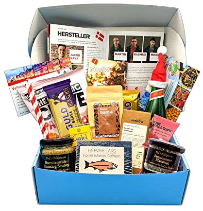 [ Chamsbox ] Dänemarkbox Hygge I Geschenkbox Dänemark I Hygge Box I Dänisches Geschenk I Gourmet Box I Skandinavien Box I Kreative Geschenkidee, Geschenkkorb Dänemark