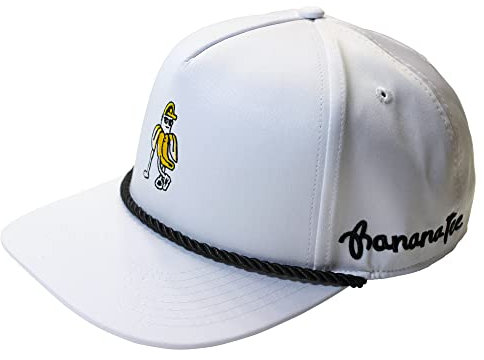BananaTee Golf Performance Hat - Fun, Vibrant, and Lightweight Golf Cap with Unique Logo, White Rope, One Size