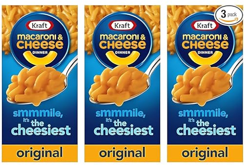 Kraft Mac & Cheese 3er-Pack, Original-Gourmet-Käse-Dinner, Instant-Mahlzeit, amerikanisches Essen, Mac and Cheese, Comfort Food – die All-American-Mahlzeit! Präsentiert von SMART BUNDLES (3 Packung)