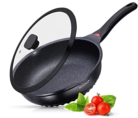 INTIGNIS® Premium-Bratpfanne mit Deckel, Kratzfest, 30 cm, Extra Tief, Kompatibel mit allen Herdarten, Einschließlich Induktion, Frei von Chemikalien, Super Antihaftbeschichtet