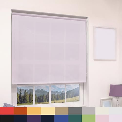 Deluxe Daylight Roller Blinds Light Filtering Premium Fabric Easy Fit Metal Brackets Bedroom Living Room Office Child Safe 160cm Length Trimmable Lavender 060cm