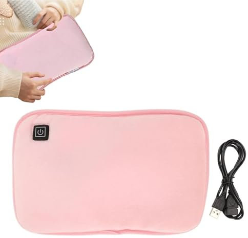 Scaldamani Riscaldato Elettrico Morbido Velluto di Cotone Manicotto Riscaldato Portatile 3 Marce Temperatura Grafene Riscaldamento Scaldamani USB(rosa)