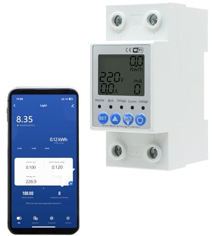 JOYELEC Wifi intelligente Contatore Energia Elettrica,Misuratore di Consumo 63A 220V,monitoraggio in tempo reale,Funzione di interruttore temporale,Protezione da sovratensione e sottotensione