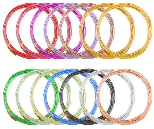 1mm Filo Di Ferro Modellabile, 70m Filo Dorato, Flessibile Pieghevole Filo Artigianale, Filo Metallico Multicolore Modellabile Artigianale, per Modellismo di Gioielli, Scultura, DIY, 14 Colori