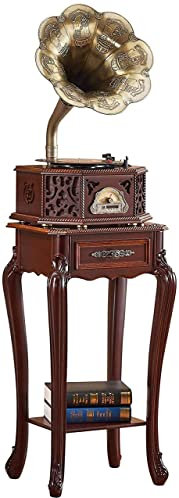 MaGiLL Gramophone Vinyl Record Player Retro Turntable with Wireless Speakers Table Stand 3.5Mm Aux-in/FM R Interesting Life