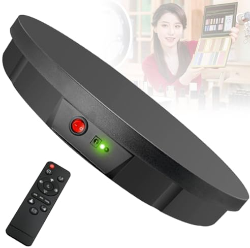 TAHALI Soporte Giratorio para exhibición, Plato Giratorio eléctrico para fotografía, Carga máxima de 100 kg, Soporte para Plato Giratorio, Soporte para Mesa giratoria de 360°,Black-60cm