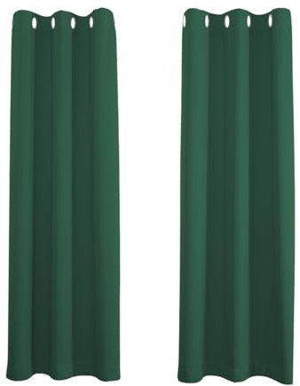 Happy Homewares Forest Green Blackout Curtains - 46 x 54 Inch Drop - Dark Green Elegant Eyelet Curtains with Thermal Insulation - 2 Panels for Bedroom or Living Room