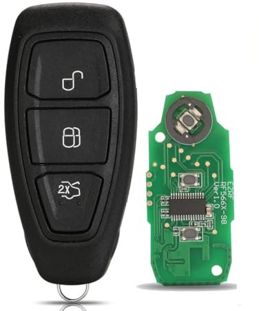 ProPlip - Llave completa con electrónica programada para Focus Fusion Fiesta Escape Taurus Edge Flex Mondeo C-Max Kuga B-Max 3 botones Mando a distancia 434 MHz 4D63 80Bit