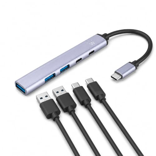 Ewent 3.0 Hub, USB-C zu 5-in-1 Multi-Port Dock, 5-Port Adapter 1x PD100W, 1x USB-C, 3X USB-A, Docking Station Kompatibel mit Laptop, Desktop PC, MacBook Pro/Air, iPad, iPhone, Samsung