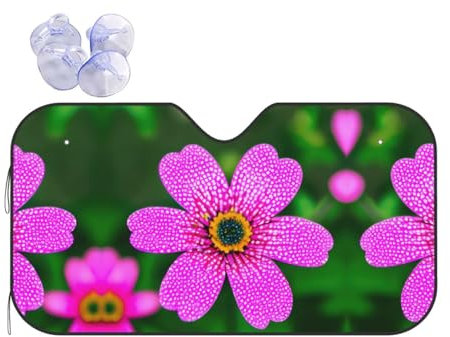 Parasol retráctil para parabrisas de coche, diseño de lunares, color rosa