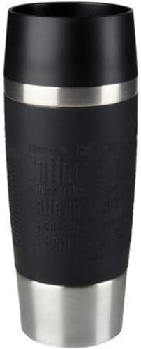 Tefal Travel Mug Classic Black, Comfort Screw Lid, Quick Press, Soft-Touch Sleeve, Travel-Ready, Reusable, 100% Leak-Proof, Keeps Drinks Cold (8 hrs) and Hot (4 hrs), 360° Drinking, N2020210