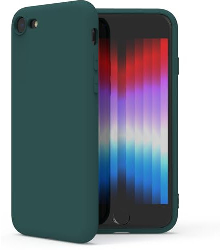Zuvirelx Glatte Silikon hülle für iPhone SE 2020/2022, iPhone 8/7, Staubbeständig, Slim, Taschentauglich Handyhülle Cover Case für Apple iPhone SE 2nd 3rd - Tiefgrün