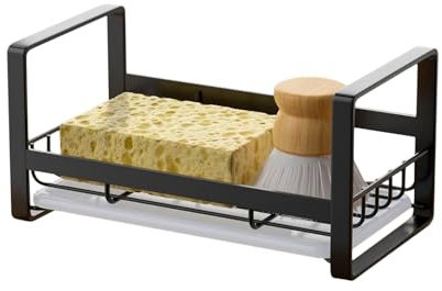 Ungtyb Soporte para lavaplatos, soporte para esponja para platos | Jabonera para platos con bandeja de drenaje | Portacepillos de metal, organizador multiusos para la encimera del fregadero de la