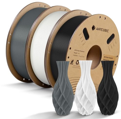 ANYCUBIC PLA Filament 1.75mm, 3kg 3D Drucker Filament PLA, Filament 3d Druckmaterialien für FDM 3D-Drucker, Intelligente Identifikation, Schwarz Weiß Textur Grau