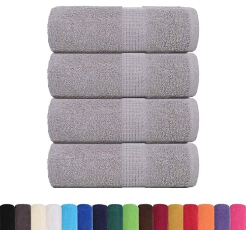 vidaXL Guest Towels - 4 Pack Ring-Spun Cotton, Grey 30x50 cm, 360 GSM