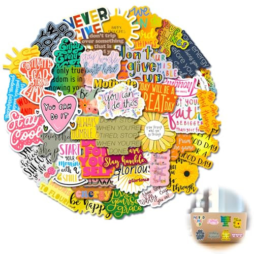 Sticker Sprüche, 100 Pcs Motivation Aufkleber, Wasserfeste Sticker, Inspirierende Motivation Sticker für Laptop Trinkflasche Scrapbook Skateboard Journal Planer Notebook usw