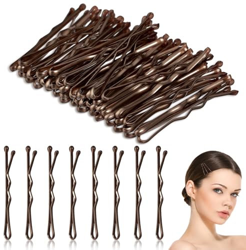 HJZHII 50 pcs 3,5cm Horquillas Pelo Niña,Hairpin Horquillas Moño,Pequeñas Onduladas Pinzas De Metal Curvadas Para El Pelo Agarre Invisible Mujeres Peinados De Boda Moños Largos Y Lacios Rizados Marrón