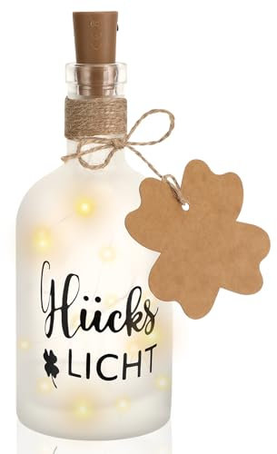 Farerkass Geschenke für Frauen, Geburtstagsgeschenk für Frauen, LED Flaschenlicht Glückslicht mit Spruch, Beleuchtete Dekoflasche mit Korkstopfen für Freundinnen Geburtstag Weihnachten Hochzeit