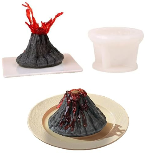 Cjeuxnr Silikonform, 3D-Vulkan-Formen für Lava-Vulkan-Mousse, Silikonform, zum Dekorieren von Schokolade, Süßigkeiten, Ton, Harz, Epoxidharz