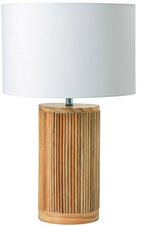 Riess Ambiente Tischlampe Gatsby - 50cm - Natur weiß - rund Weiden- & Kiefernholz Handmade Tischleuchte Nachttischlampe Wohnzimmerlampe Dekoleuchte