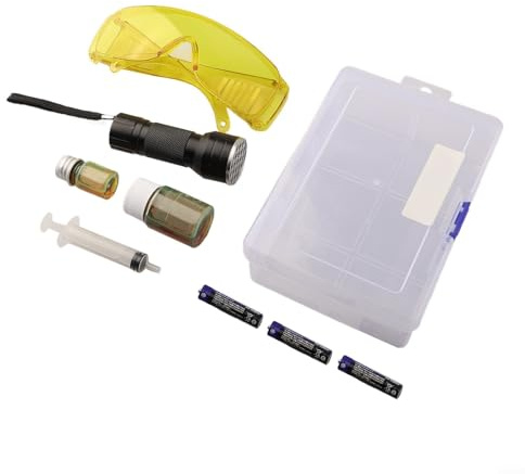 Kit de détection de fuite de climatisation ReachMall, kit de test de fuite pour climatiseur de voiture, kit de détection de fuite avec huile fluorescente UV, détecteur de fuite portable avec lampe