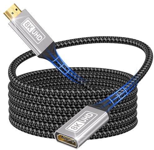 Lumivtx rallonge HDMI 2M Câble,8K@60Hz 4K@144Hz câble d'extension HDMI 2.1 mâle vers femelle 48Gbit/s Ultra haute vitesse UHD HDCP Dynamic HDR10+ eARC compatible avec clé TV PS5/PS4,projecteur HDTV