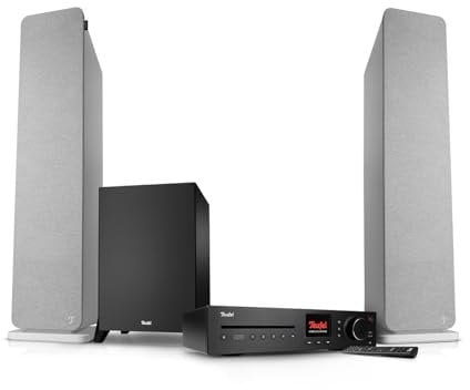 Teufel Ultima 40 Kombo 3 Power Edition - HiFi 2.1 Stereo System mit Mächtiger Subwoofer und CD Receiver, WLAN, LAN, DAB+-FM Radio, USB-C, HDMI ARC CEC, Umfangreiche Anschlussmöglichkeiten (Weiß)