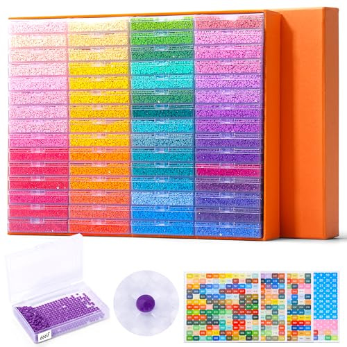 PP OPOUNT 60 Teiliges Diamond Painting Aufbewahrungsset für Strasssteine & Sortierung, 2-in-1 Aufbewahrung, Konvexpunkt-Boden Design Diamond Painting Zubehör mit Deckeln