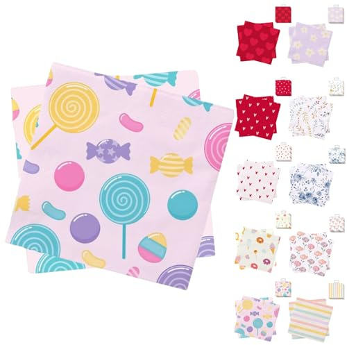 ANDINUS Set mit 40 Papierservietten, 33 x 33 cm, dekoriert, lustige und farbenfrohe Designs für Partys, Geburtstage, Veranstaltungen, Büro und den täglichen Gebrauch (Candy-B)