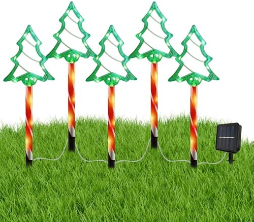 Solare Weihnachtsbeleuchtung | Solare Christbaumbeleuchtung Als Weihnachtsdekoration | 5er Set Deko Für Gartenfiguren Landschaftsparty Winter Innenhof Weg Beleuchtung