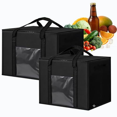 2 Pezzi Borsa Termica Grande 50L + 30L, Borsa Frigo Pieghevole da Viaggio