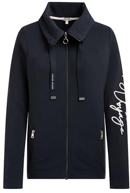 SOCCX Damen Strukturierte Sweatjacke mit hohem Kragen Navy Blue, XXL