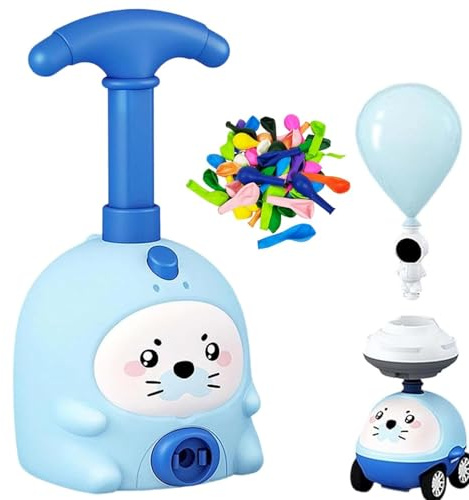 Animal Air Powered Balloon Car Toy, Inflatable Balloon Launcher Toy Set with 2 Cars, Scientific Experiment Intelligence Education Toys for Boys Girls (Blue)