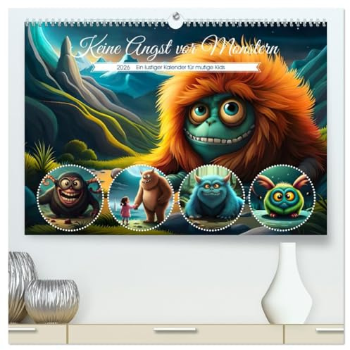Keine Angst vor Monstern (hochwertiger Premium Wandkalender 2026 DIN A2 quer), Kunstdruck in Hochglanz: Lustige Monster fürs Kinderzimmer (CALVENDO Spass)