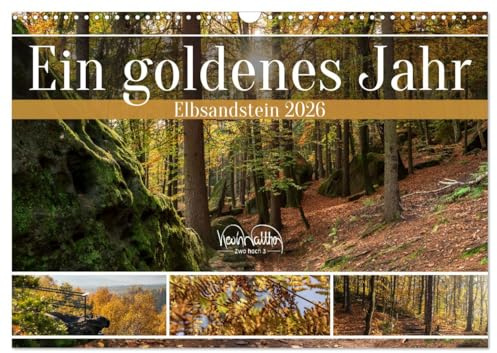 Ein goldenes Jahr - Elbsandstein (Wandkalender 2026 DIN A3 quer), CALVENDO Monatskalender: Zwölf Monate im Goldenen Herbst (CALVENDO Natur)