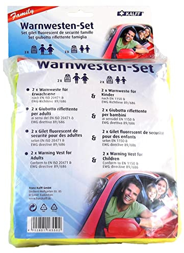 KALFF Warnweste Familien-Set Unfallweste Pannenweste Sicherheitswarnweste 4 STK