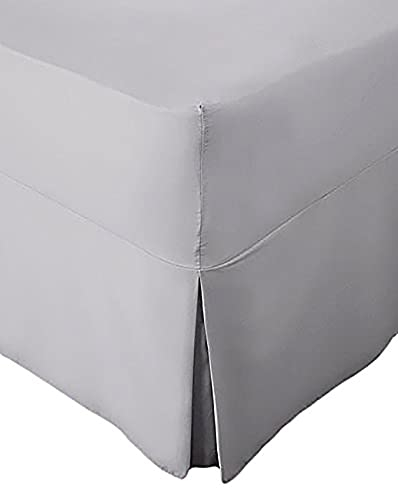 AmigoZone Extra Deep Non Iron Percale Fitted Valance Sheet Pleated (Single, Grey)