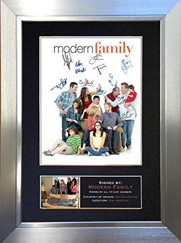 MODERN FAMILY Signed Autograph Mounted Photo Reproduction PRINT A4 Rare Perfect Birthday (297 x 210mm) #284 (Silver Frame)