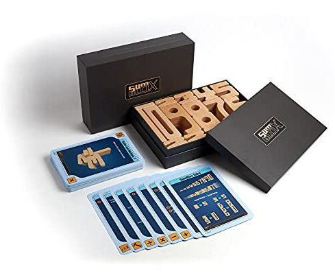 SumBlox All-New Basic Set of 76 Math Building Blocks - STEM Solid Wood Educational Number Blocks, Includes 80 Activity Cards (English)